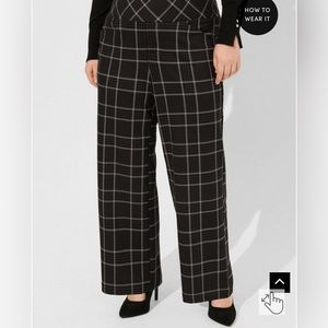 Plaid Stretchy Wide Leg Pants